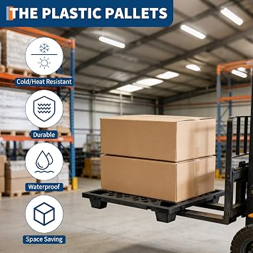 4 Pack Plastic PalletPlastic Pallet, Modular Stackable Ventilation Pallet for Storage,Applicable to Garage, Workshop, Warehouse