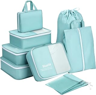 Homsorout Packing Cubes for Suitcases, 10 Pcs Travel Cubes Foldable Suitcase Organizer Lightweight Travel Bags Organiser with Cosmetic Bag, Shoe Bag, USB Cable Bag