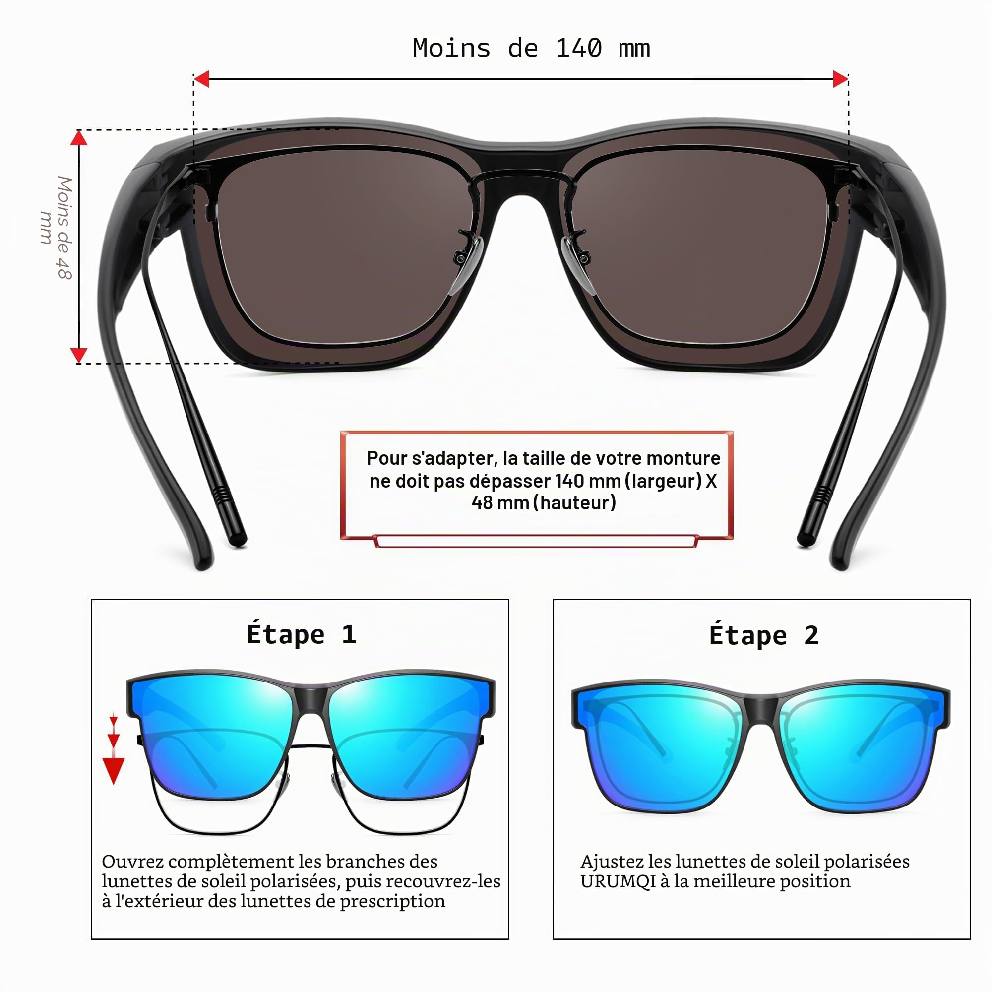URUMQI Surlunettes de Soleil Femme Homme, Sur Lunettes Polarisée avec protection UV400 polarisantes Lunette pour Conduite, Cyclisme, Sport et Loisirs