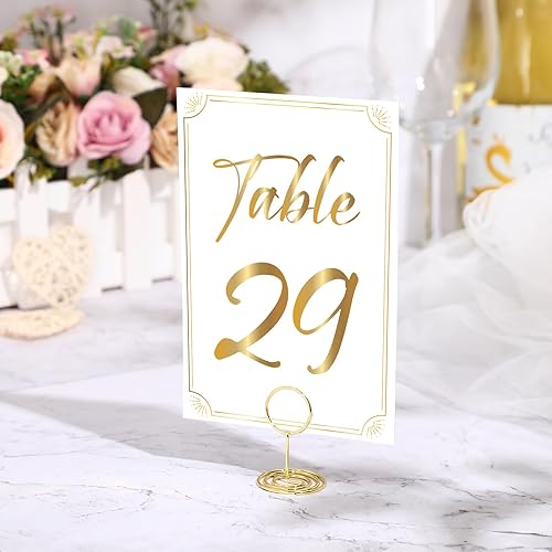 Miniatura 11 de Thenshop 31 juegos de tarjetas de números de mesa con soportes, tarjeta de mesa de números del 1 al 30 de 2 pulgadas, soporte de lugar para boda
