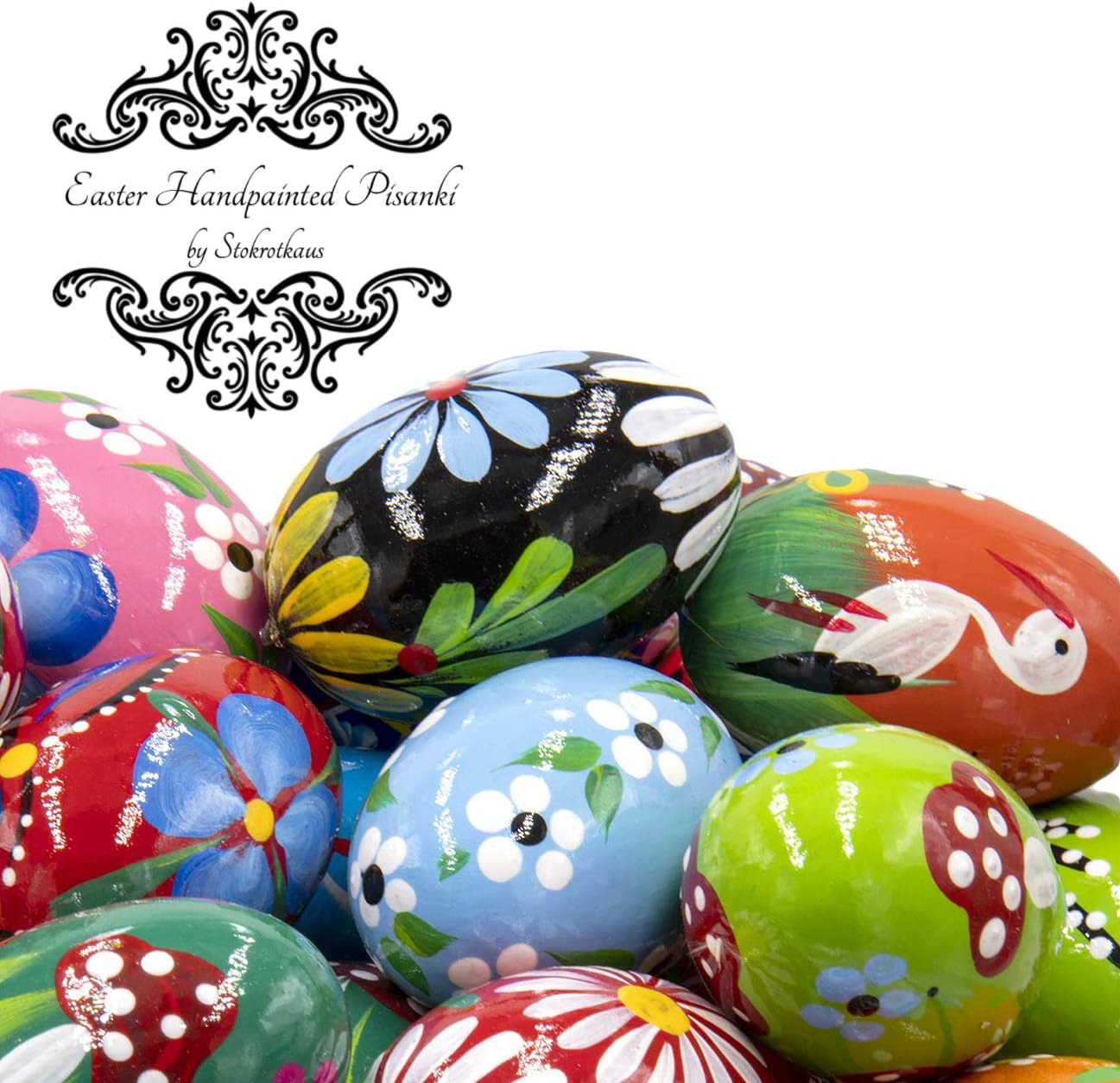 Easter Eggs Pysanky Hand Painted Polish Decoration Wooden Pisanki (Set of 4)