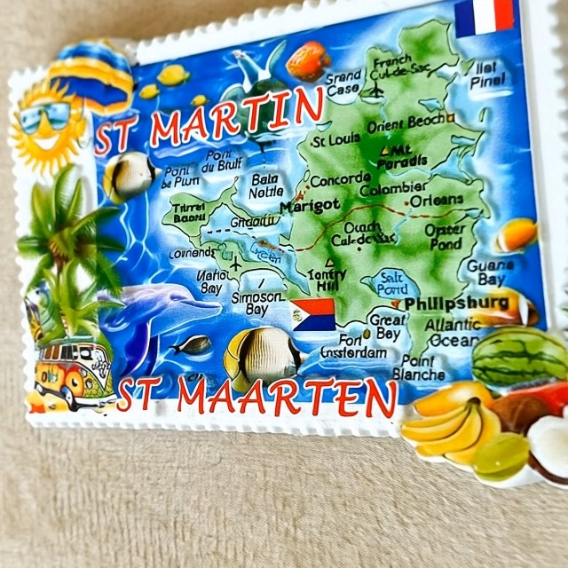 Imán Turístico Mapa Isla St. Martin y St. Maarten miniatura 4