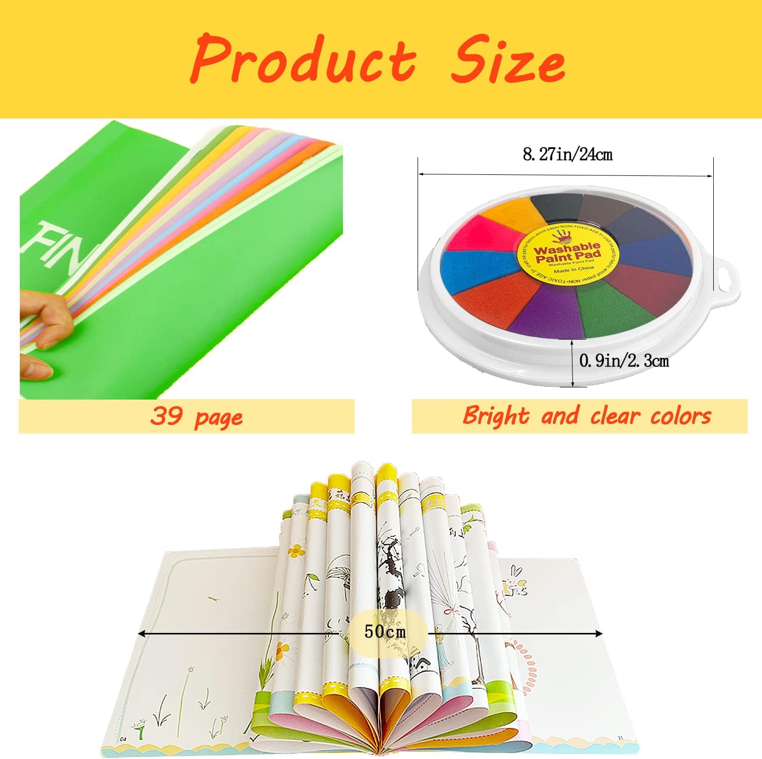 Funny Finger Painting Kit And Book, 12 Color Washable Finger Drawing With Finger Paint Pad, Easy Clean & Non Toxic Paint Toys For Kids : Toys & Games