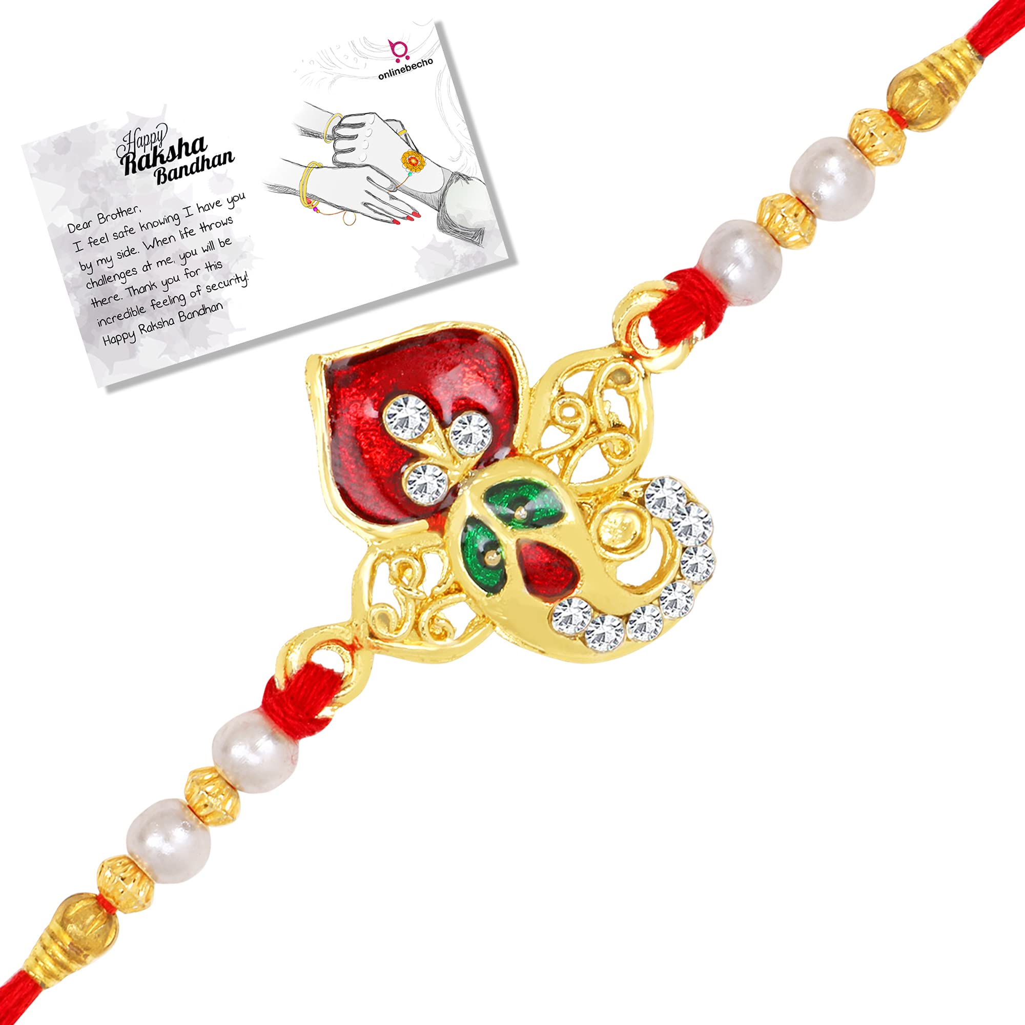 LIVE EVIL Angelic Gold plated Maroon Meena Work Rakhi for Brother Sister with Raksha Bandhan Greeting Card having Traditional Ethnic Unique Design Specially Hand Made (B08CJ6Y3X8) Amazon Price History, Amazon Price Tracker