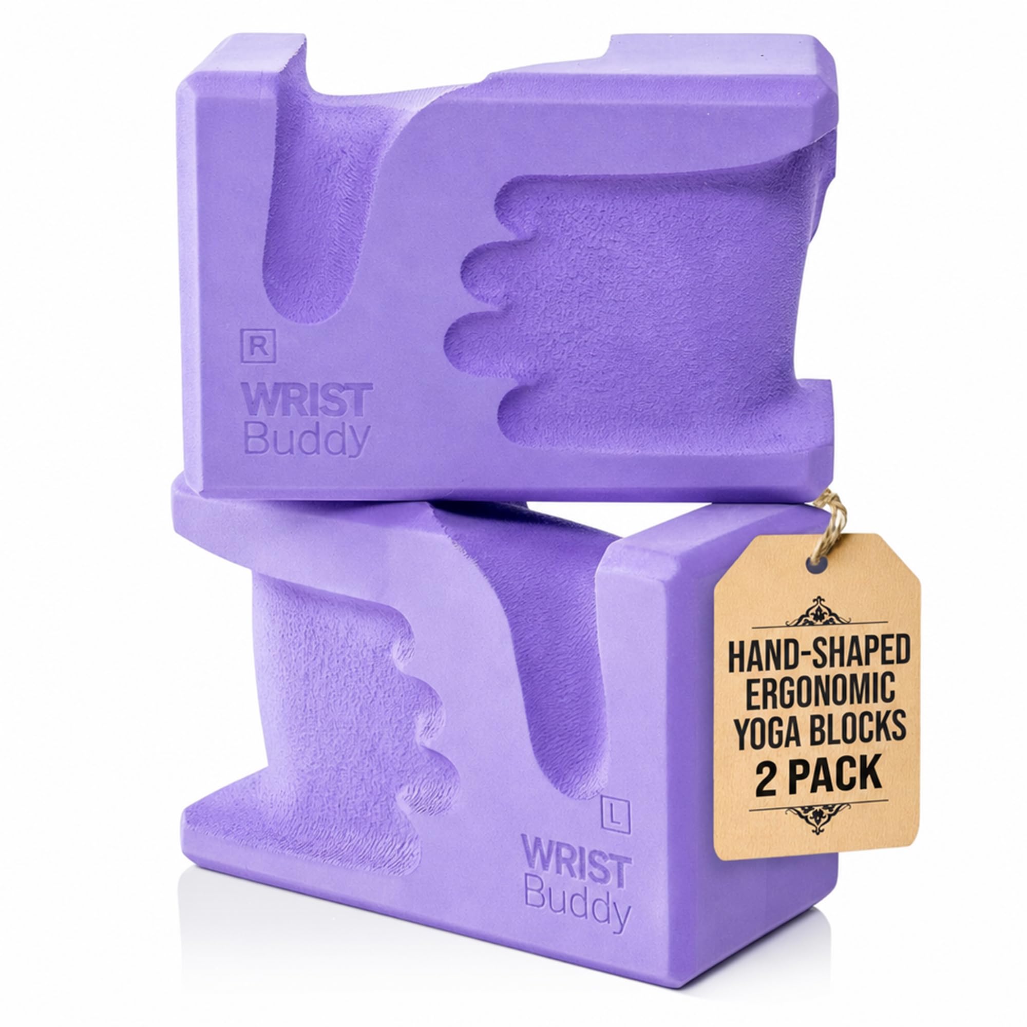 WRIST BUDDY Yoga Blocks 2 Pack - Reduces Wrist Pain & Comfort Grip Strength Support - Sturdy EVA Foam Blocks - Great Gifts