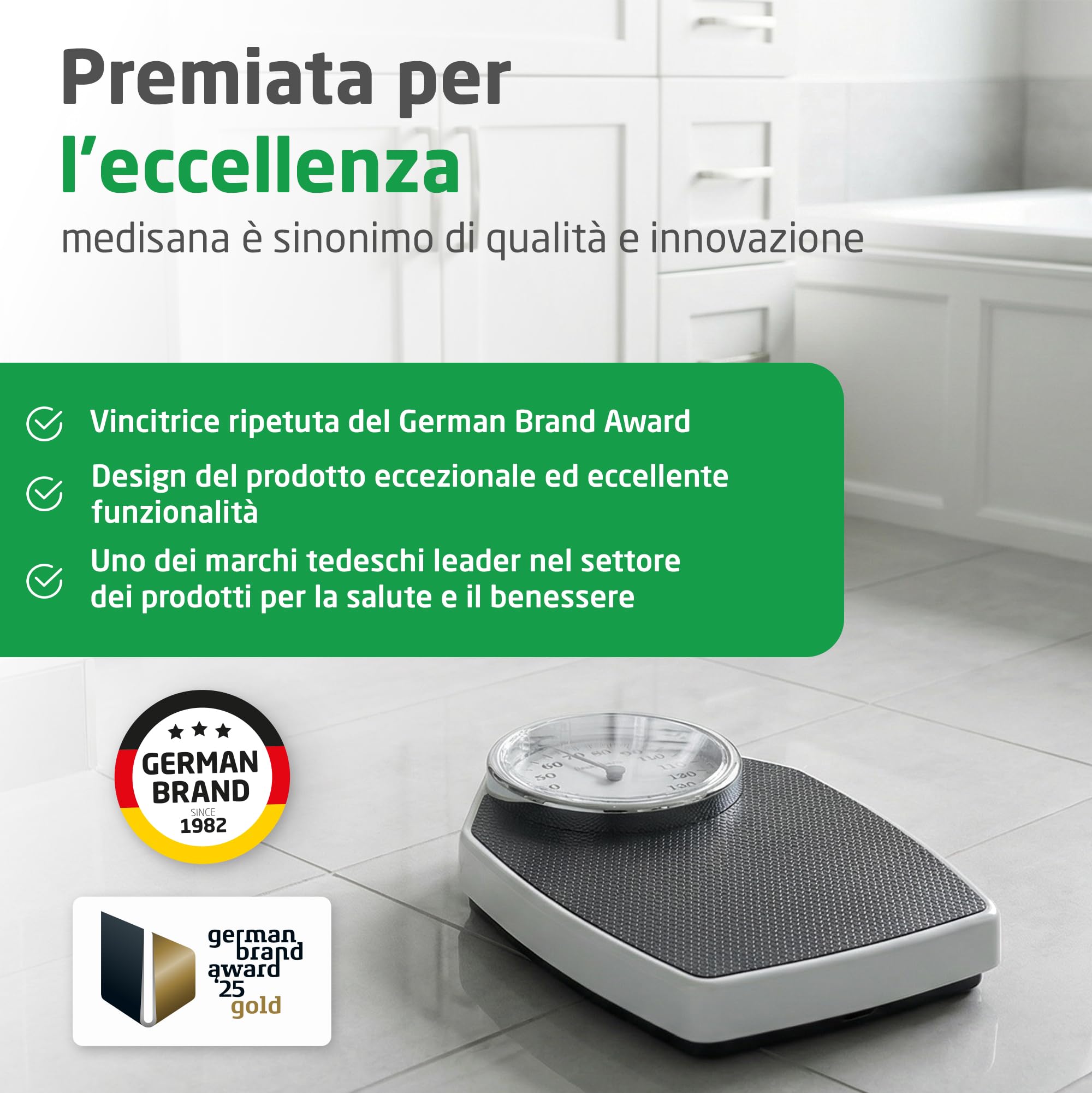 Medisana PSD Bilancia Personale Meccanica Fino a 150 kg, Analogica, Scala Retrò in Design Classico e Su Larga Scala in un Imballaggio Privo di Frustrazioni e con Copertura in Vetro Rinforzato
