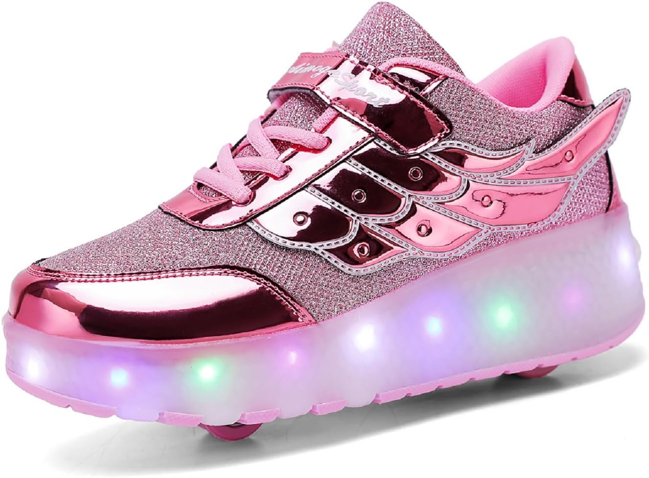 USB Recharge Multiple Colour LED Roller Skate Shoes Automatic Retrectable Technical Skateboarding Skates Cross Trainers Multisport Outdoor Running Sneakers for Boys and Girls Novel Gift