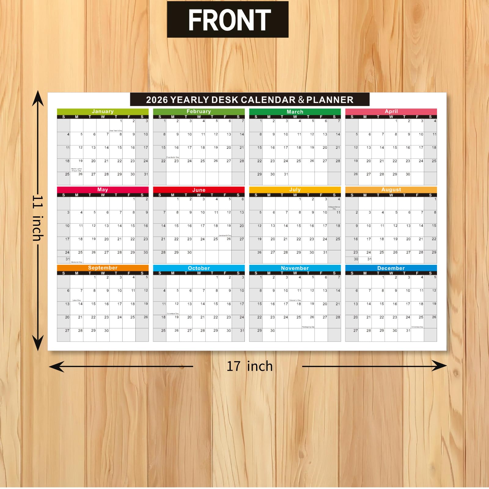 Snapklik.com : 2026 Wall Desk Calendar 11x17 Inch, Reversible 2-Sided ...