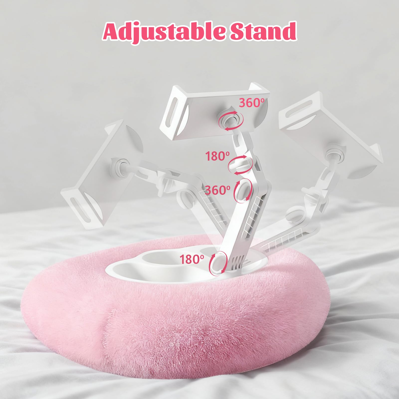 JAOGAUS Soporte para Tablet, Soporte Ajustable para Kindle para Leer con 3 Compartimentos para Refrigerios, Compatible con Teléfonos, Tabletas y Dispositivos Kindle de 4,7 a 13 Pulgadas.