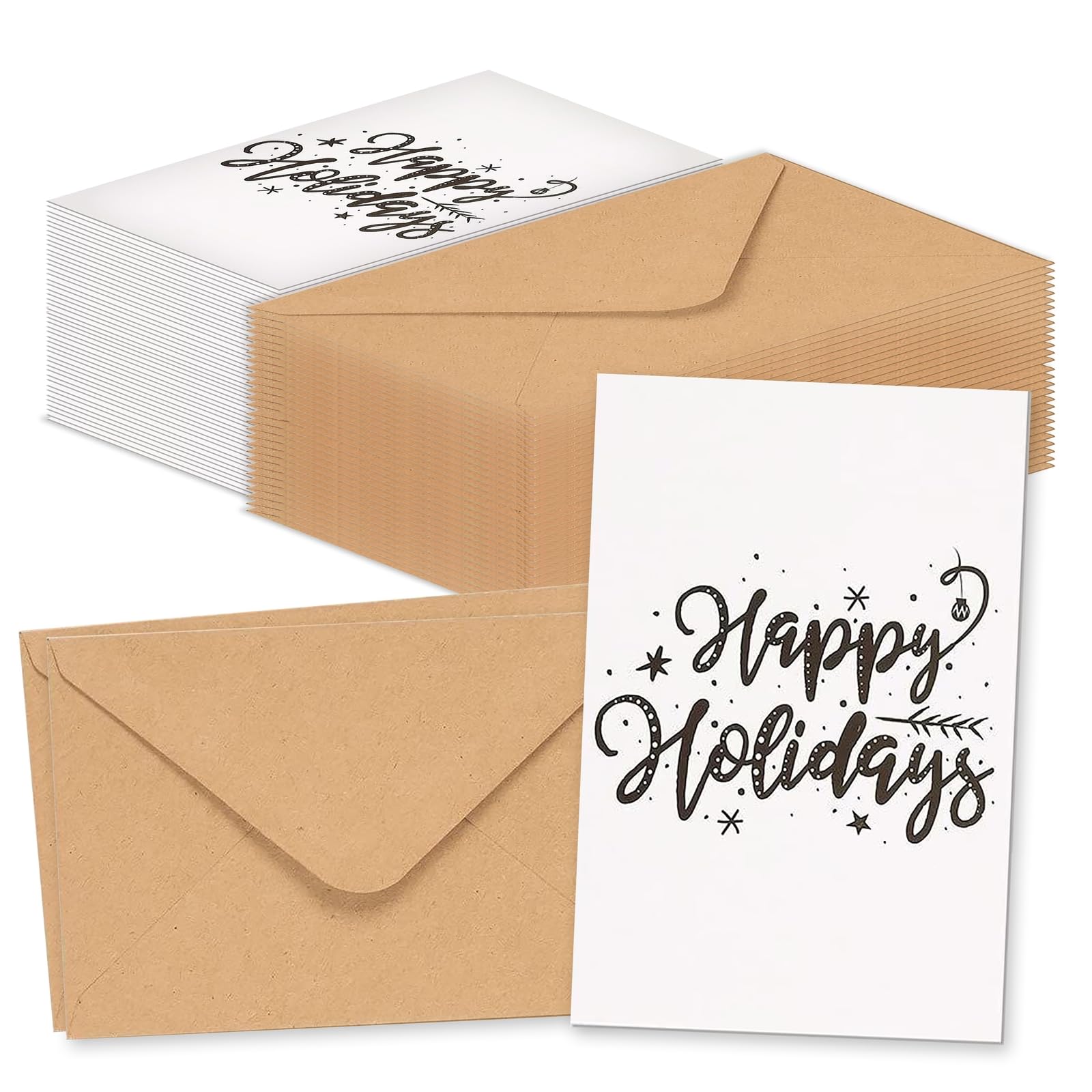 BEST PAPER GREETINGS 48 Pack Merry Christmas Greeting Cards Box Set, 4 x 6 mas Note Cards with Envelopes, 6 Gold Foil Snowflake Designs