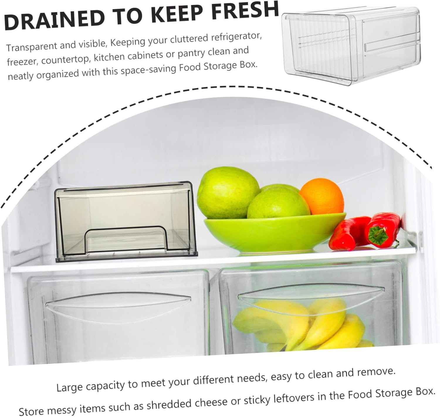 Refrigerator Storage Bin Drawer Stackable Storage Box Bin Lid Plastic Fruit Vegetable Containers