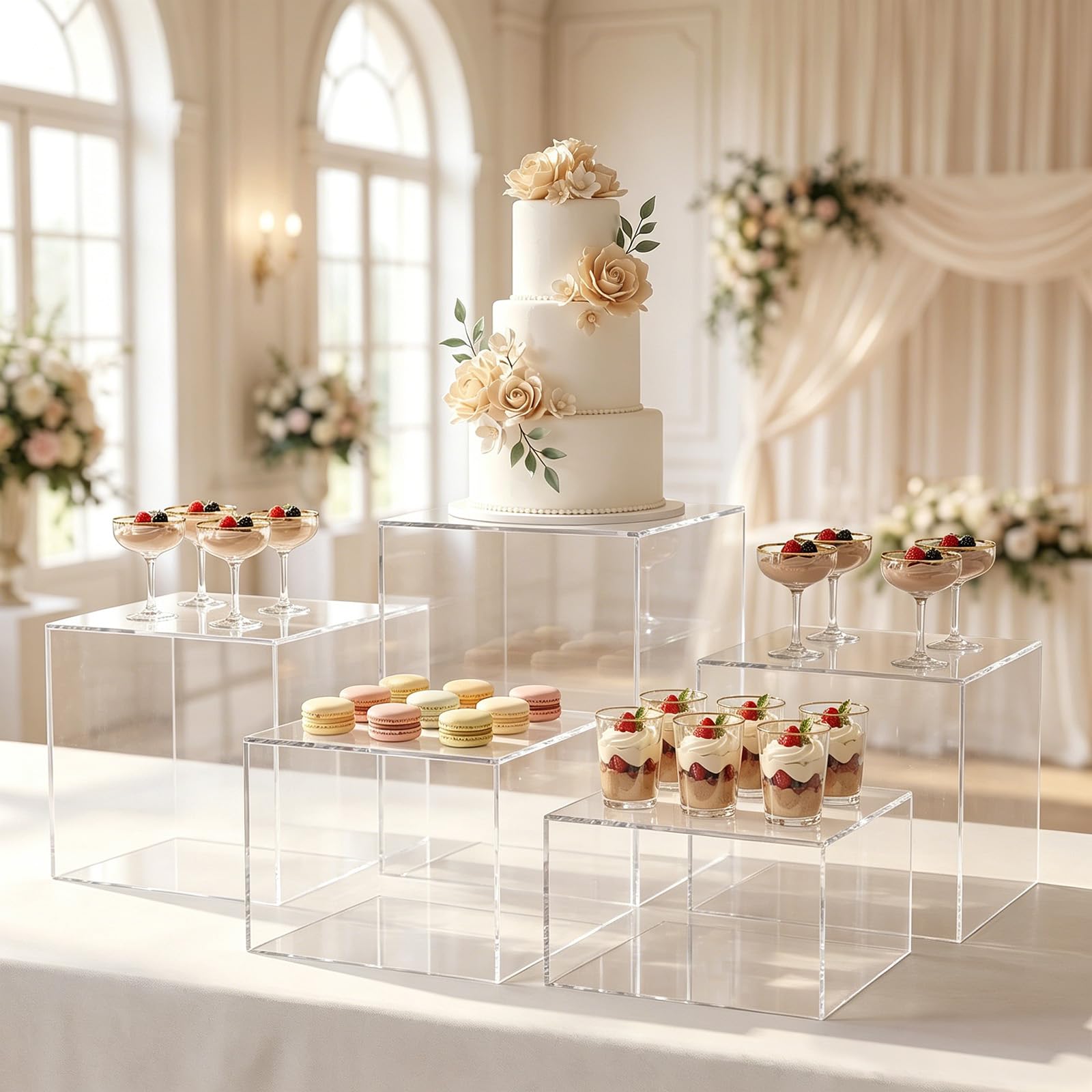 Lot 6 Présentoir aperitif Buffet Cube Transparent 3-8" pour Gâteaux & Déco | Support présentoir buffet, Idéal pour apéritif, mariage, buffet boissons, gâteau, bijoux. Facile à nettoyer et réutilisable
