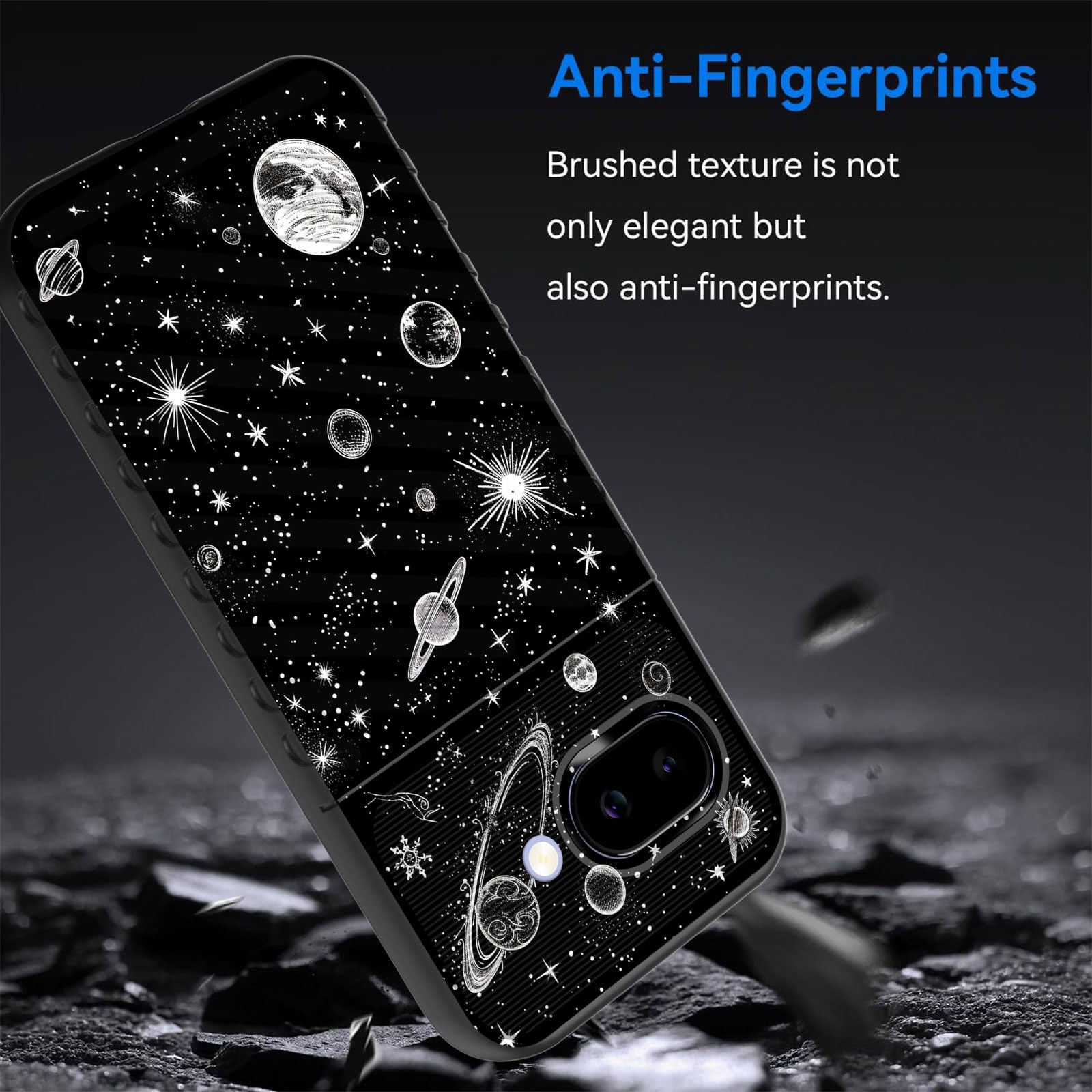 Funda protectora de goma TPU flexible con absorción de golpes para Google Pixel 9a de 6.3 pulgadas 2025, planeta espacial exterior Star Moon