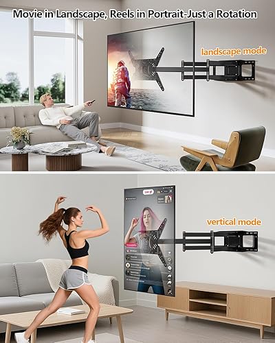 Miniatura 4 de Soporte de pared giratorio de brazo extra largo con extensión de 42 pulgadas, soporte de TV resistente de movimiento completo para pantallas de 37 a