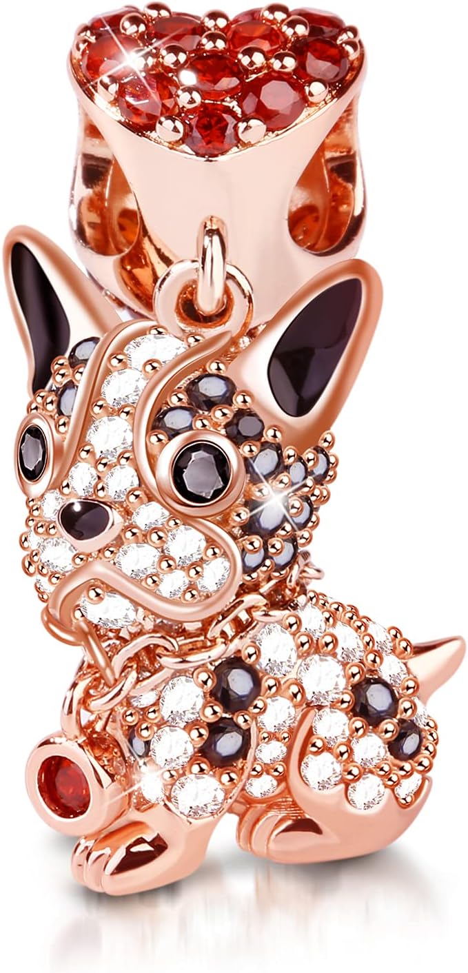 GNOCE Dog Charms 925 Sterling Silver Corgi Schnauzer Poodle Pendant Dangle Animal Beads Charms fit all Bracelets & Necklaces Best Gift for Mom Friends Who Like Dogs (Bulldog) - Image 8