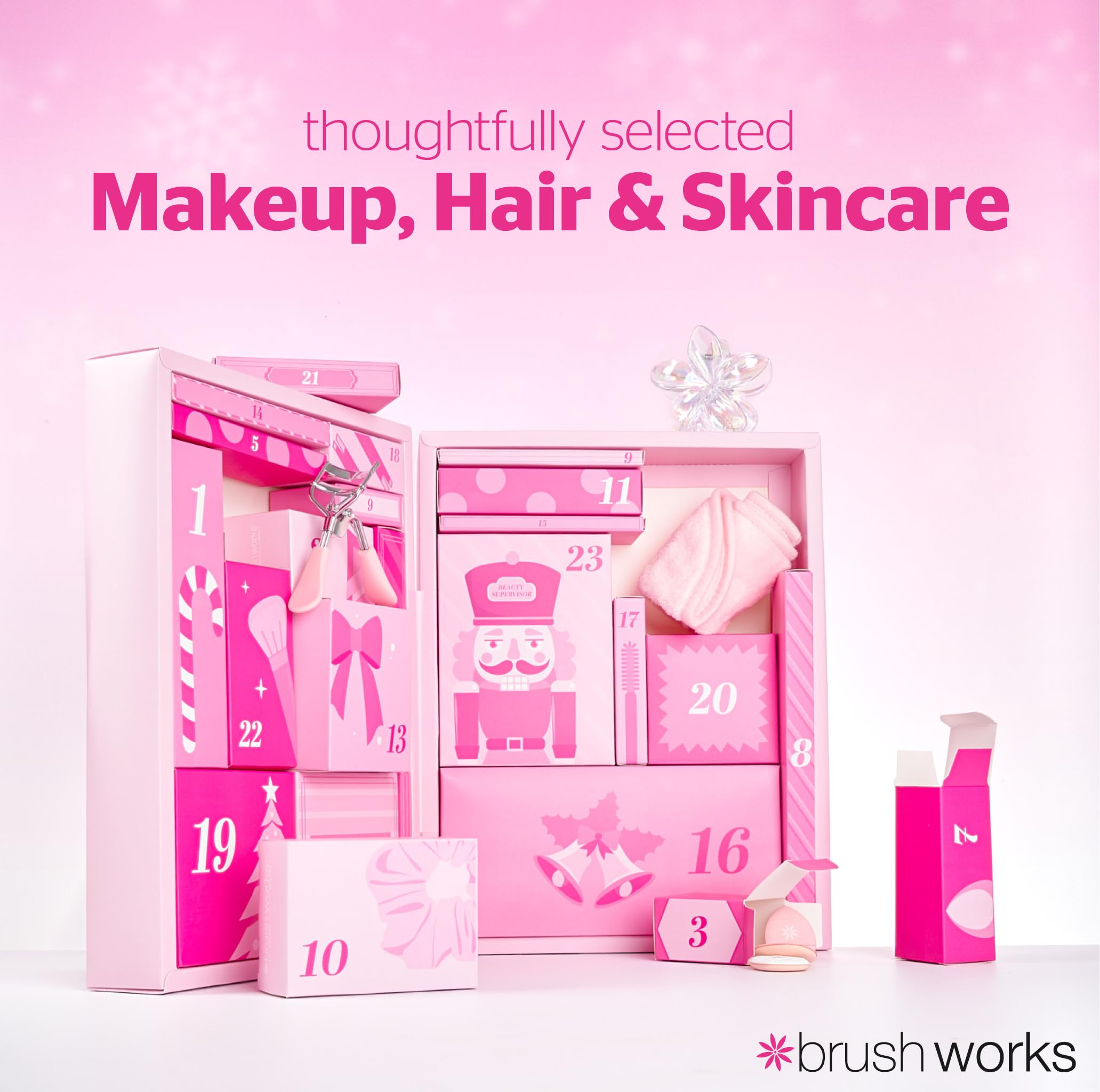 Brushworks Beauty Advent Calendar 2026 – 24 Beauty Gifts Worth Over £112, Makeup Brushes, Makeup Sponges, Hair Accessories & Skincare Tools, Vegan Friendly Christmas Countdown Calendar