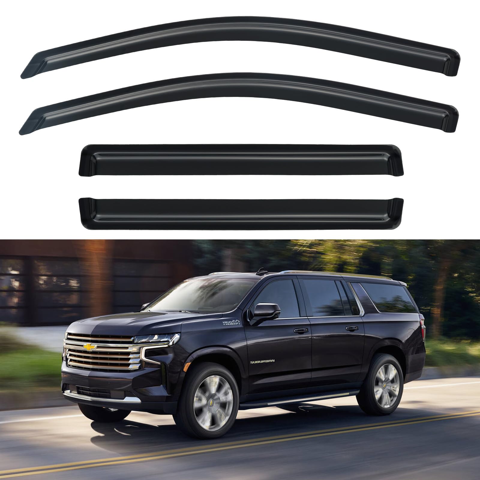 Window Visors Rain Guards Shield for 2015-2020 Chevy Tahoe/GMC Yukon, Window Wind Deflectors Vent Shades for 15-20 Cadillac Escalade