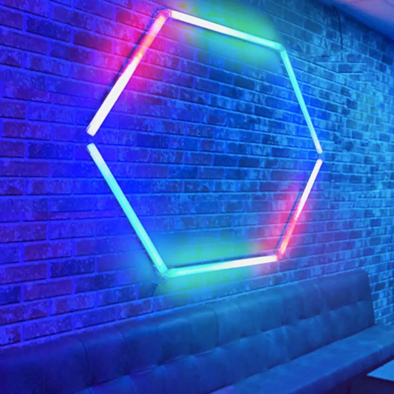 KIMISS Luces de Pared LED RGB Inteligentes - Luces Hexagonales Remotas Luz de Panel de Techo LED RGB para Garaje IP54 a Prueba de Agua para Juegos de Fiesta Horizontal 3 Orificios