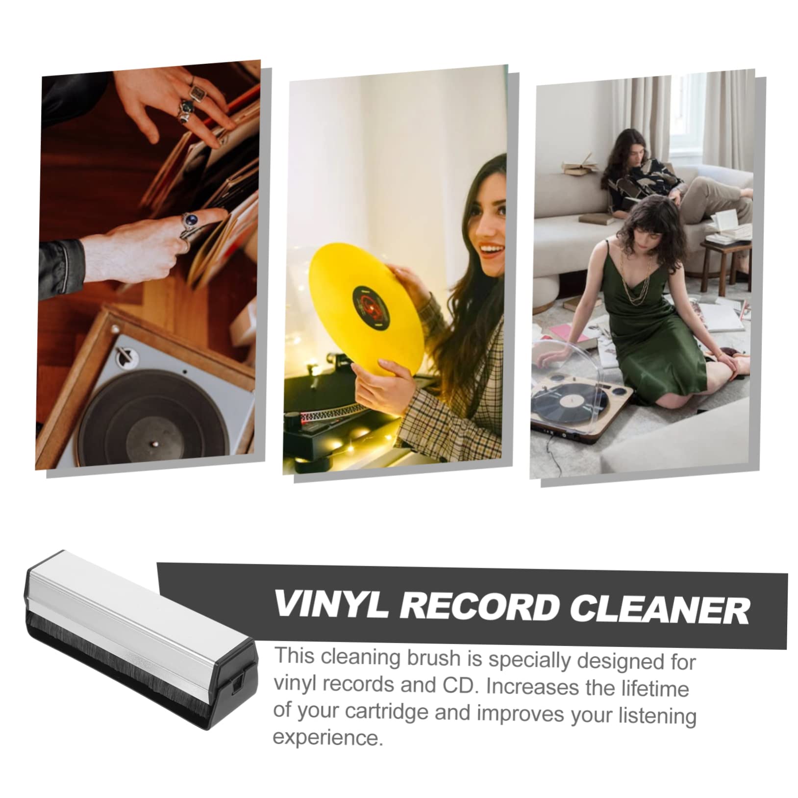 ibasenice 3pièces Brosse De Nettoyage pour Disques Vinyles Set Complet pour Éliminer La Poussière Taches des Disques Et CD Accessoire Antistatique pour