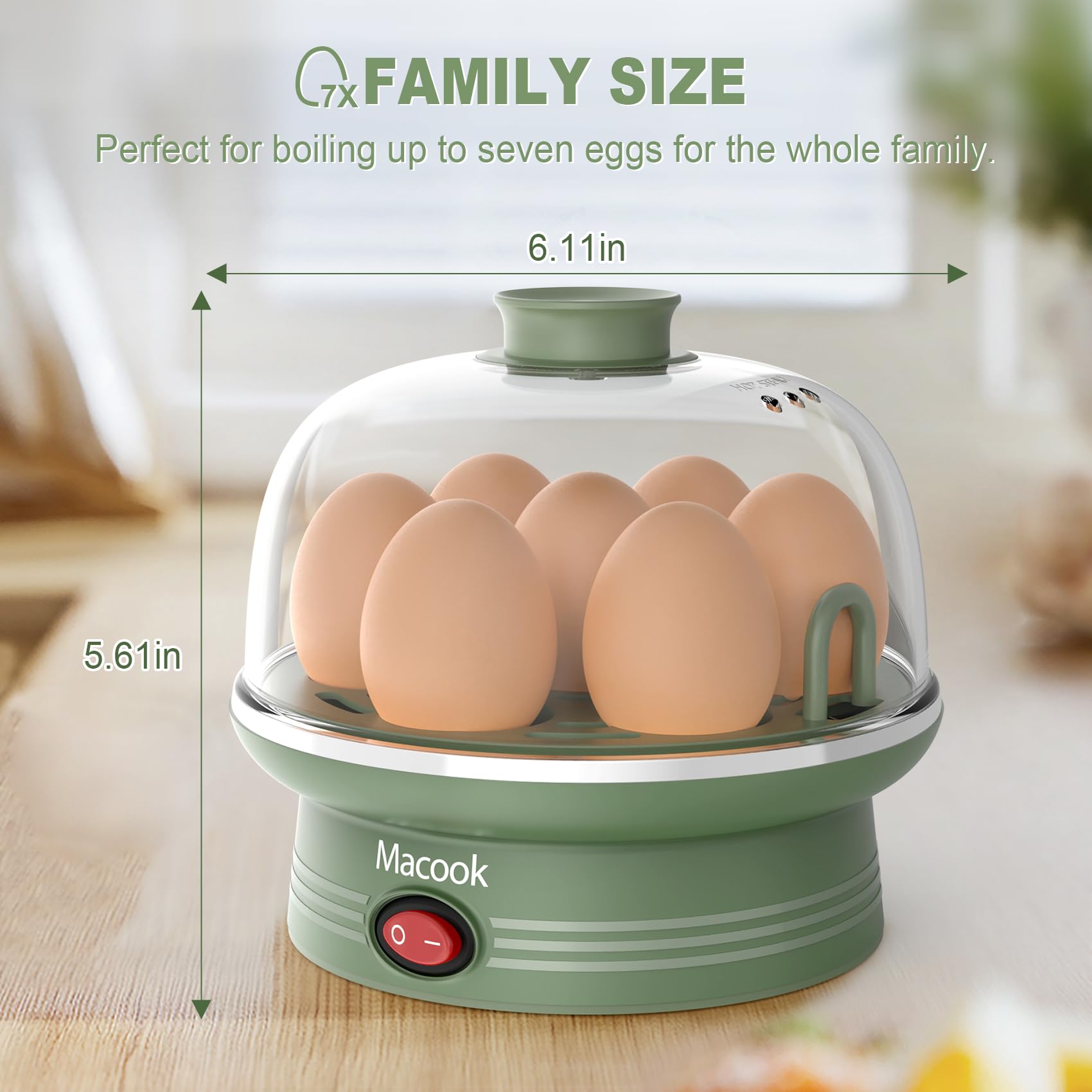 Olla rápida para huevos, olla eléctrica de huevos con capacidad para 7 huevos duros para huevos duros, medianos, suaves, escalfados, huevos al vapor, caldera de huevos con apagado automático, sin BPA, 6