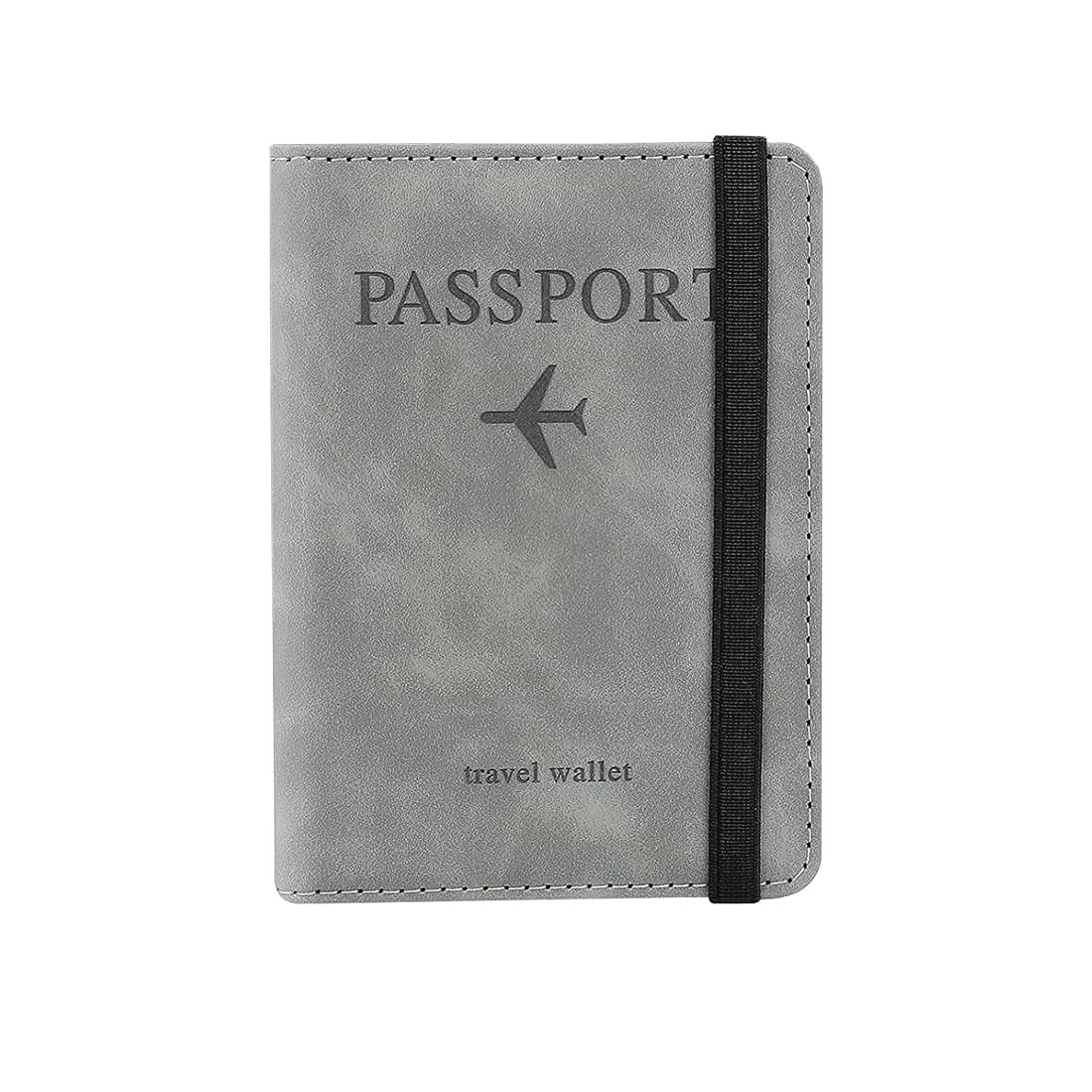 Passport Holder Travel Wallet Organiser, Passport Case with PU Leather Travel Document Holder for Men & Women Travel Accessories (Grey)-image-3