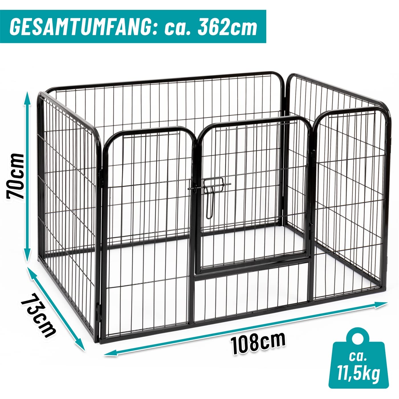 VOSS.PET Welpenauslauf XXL mit Bodenwanne, Welpengitter, Kleintier Freilaufgehege 108x73x70cm