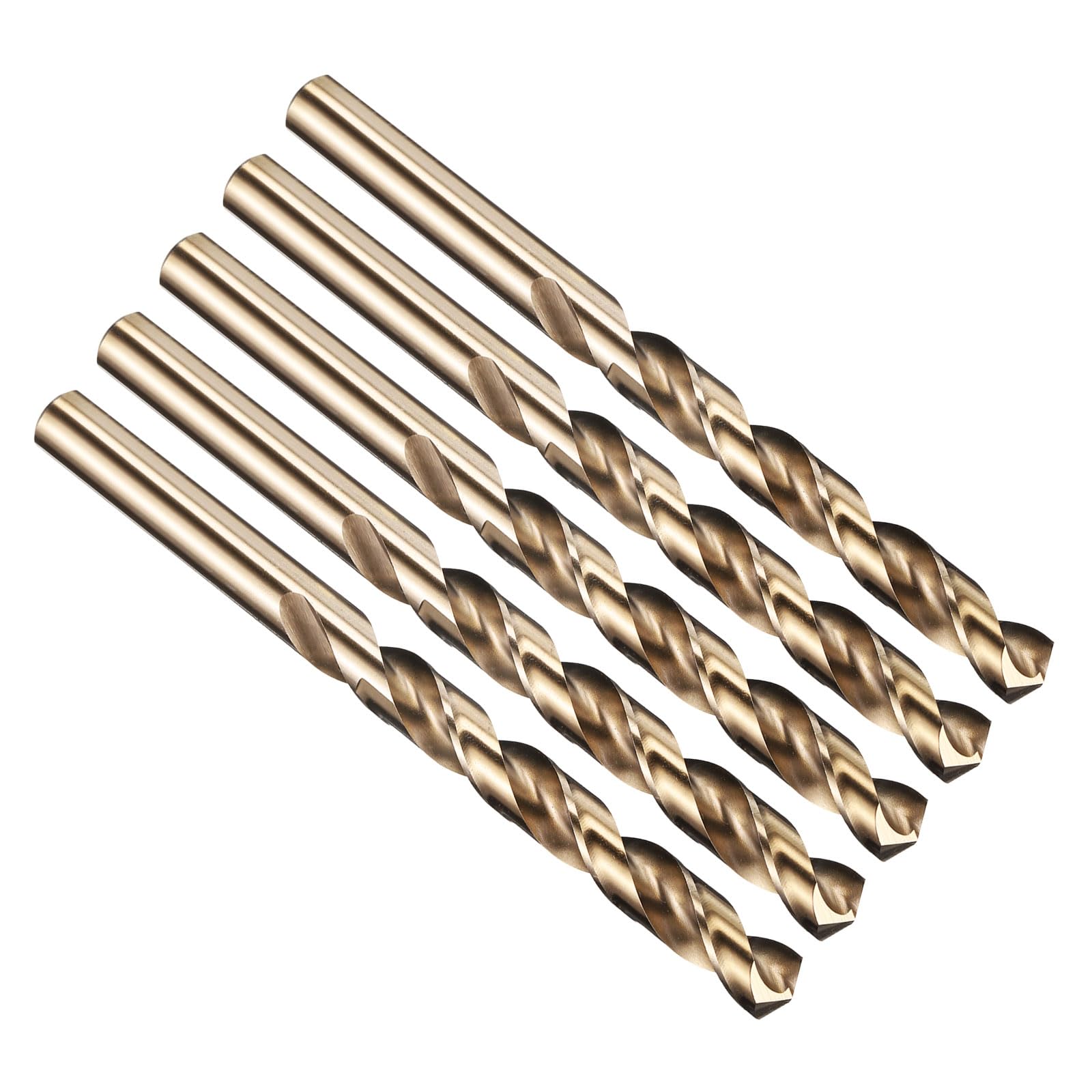 PATIKIL 9.9mm Drill Bit 25/64", Jobber Straight Shank M2 High-Speed Steel 135° Gold Finish for Stainless Steel Hard Metal - 5 Pack