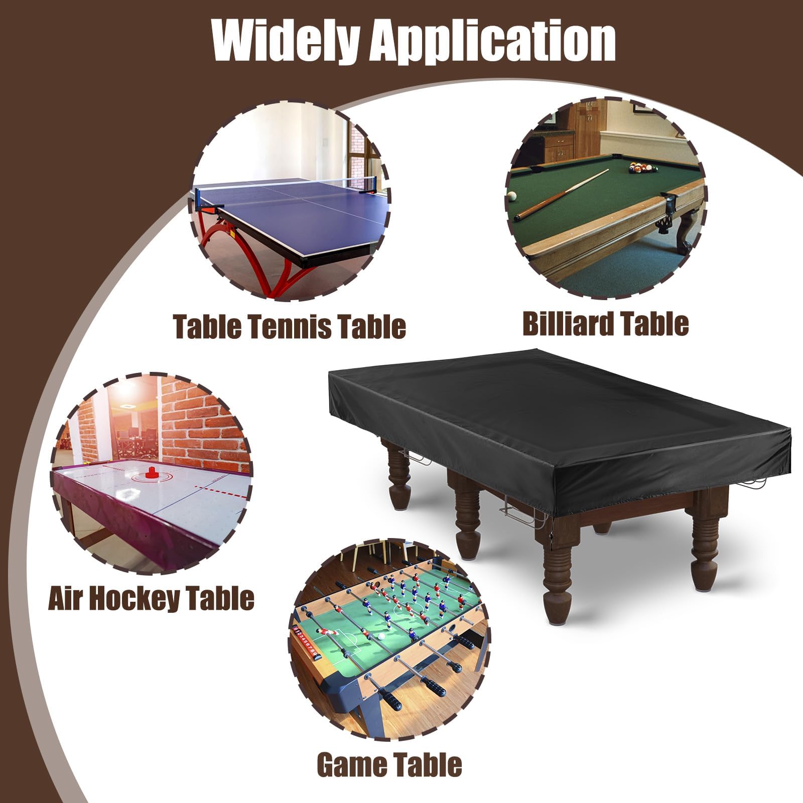 Fundas para Mesas De Billar, Funda para Mesa de Snooker Funda para Mesa de Billar de 8 Pies, en Tela Oxford 210D Negro