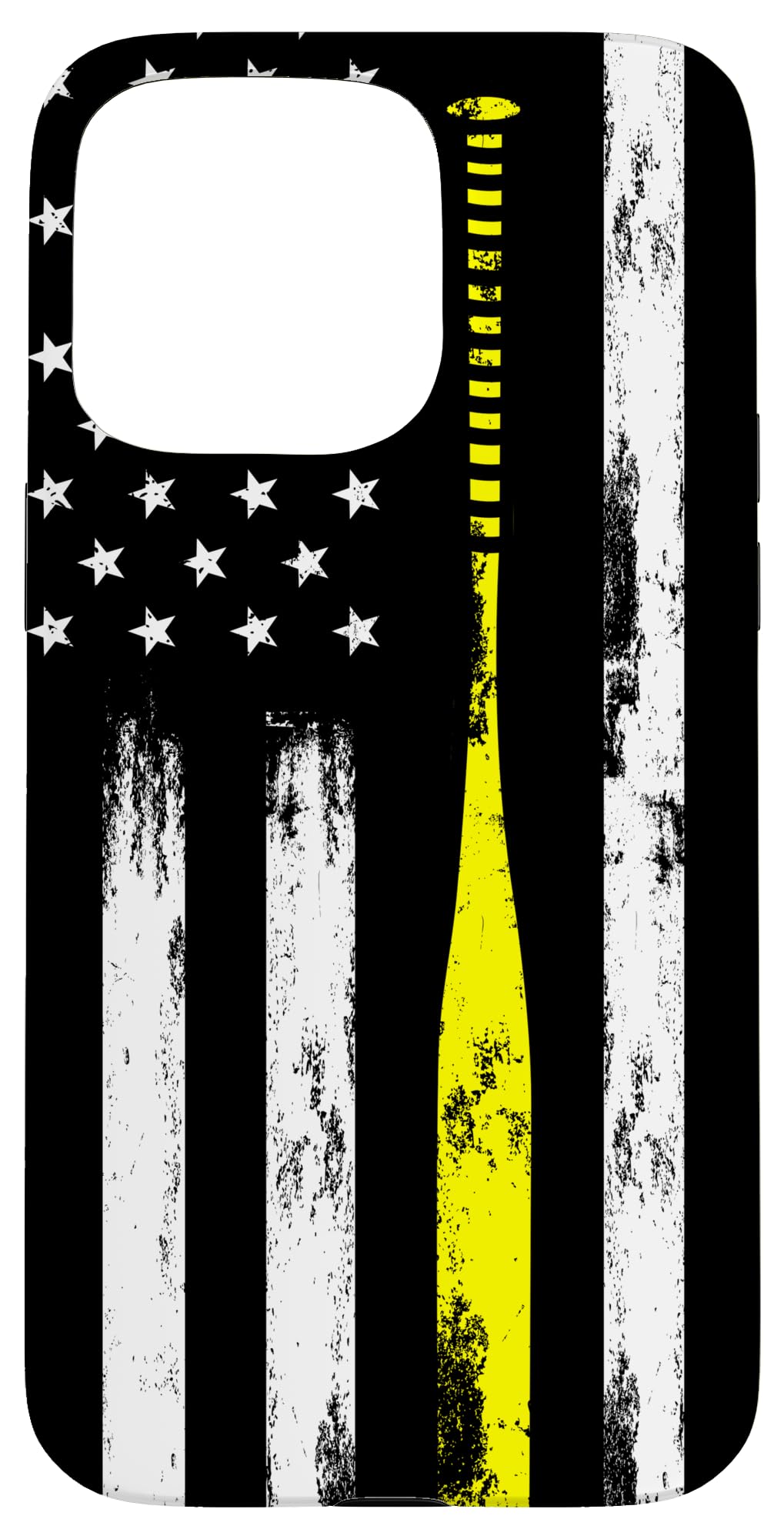 Yellow Softball Bat on Flag Yellow Softball Flag Case for iPhone 15 Pro Max