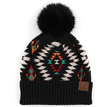 C.C Fur Pom Winter Fall Trendy Chunky Stretchy Cable Knit Beanie Hat