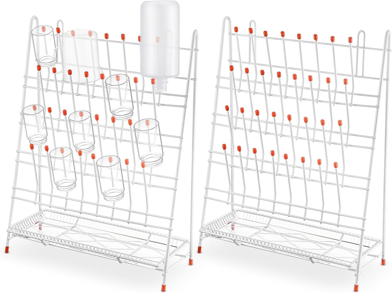 2 Pcs Metal Test Tube Drying Rack, Lab Drying Rack with Drip Trays 32-position Test Tube Draining Holder 18.5x13.5x5.1 Inches Laboratory Glassware Organizer for School Laboratory Utensil