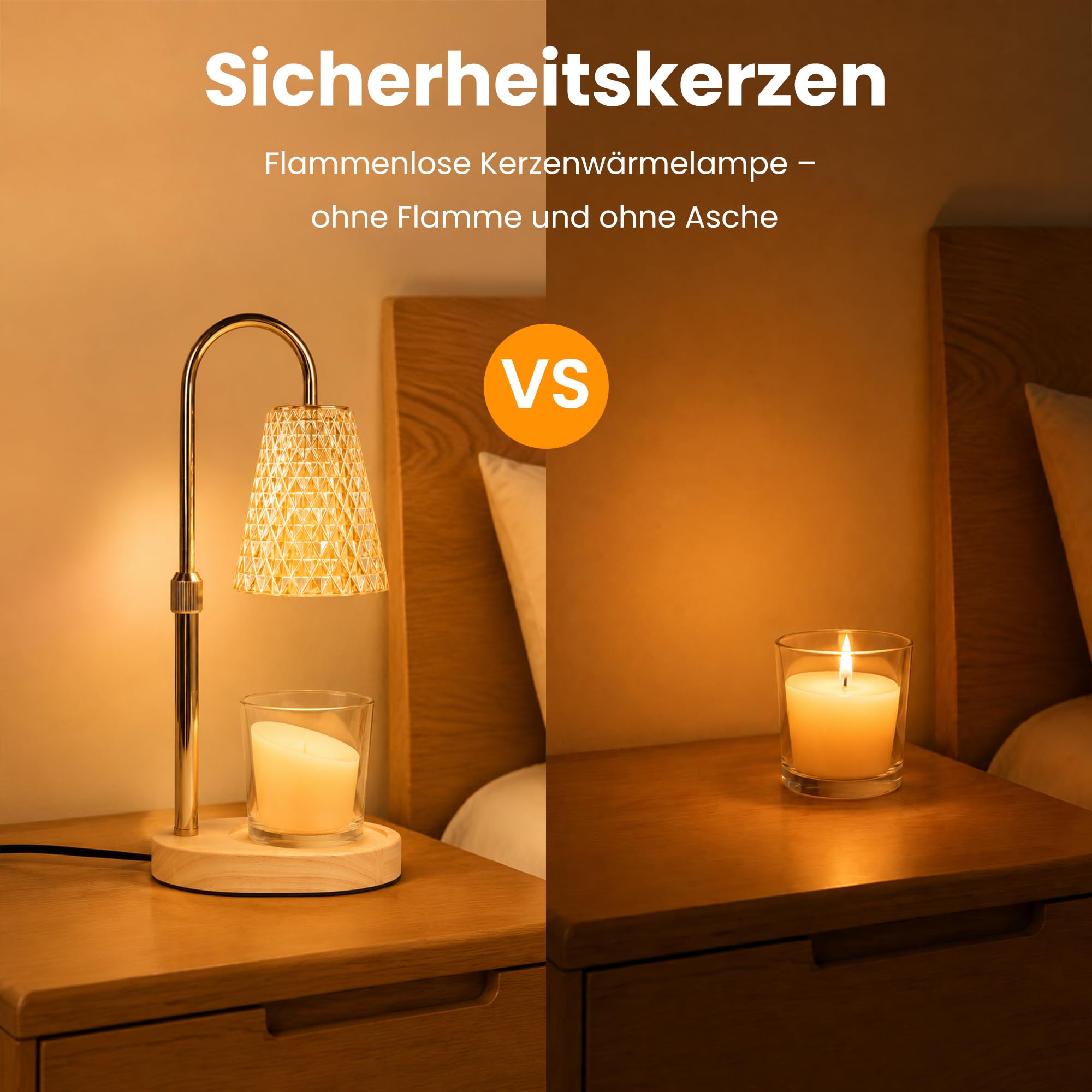 Kerzenwärmer Lampe, Candle Warmer lamp mit Timer und Dimmer, Höhenverstellbar Kerzenwärmer Kerzen Lampe mit 2 Glühbirnen für Duftkerzen im Glas, Dekoration Geschenk