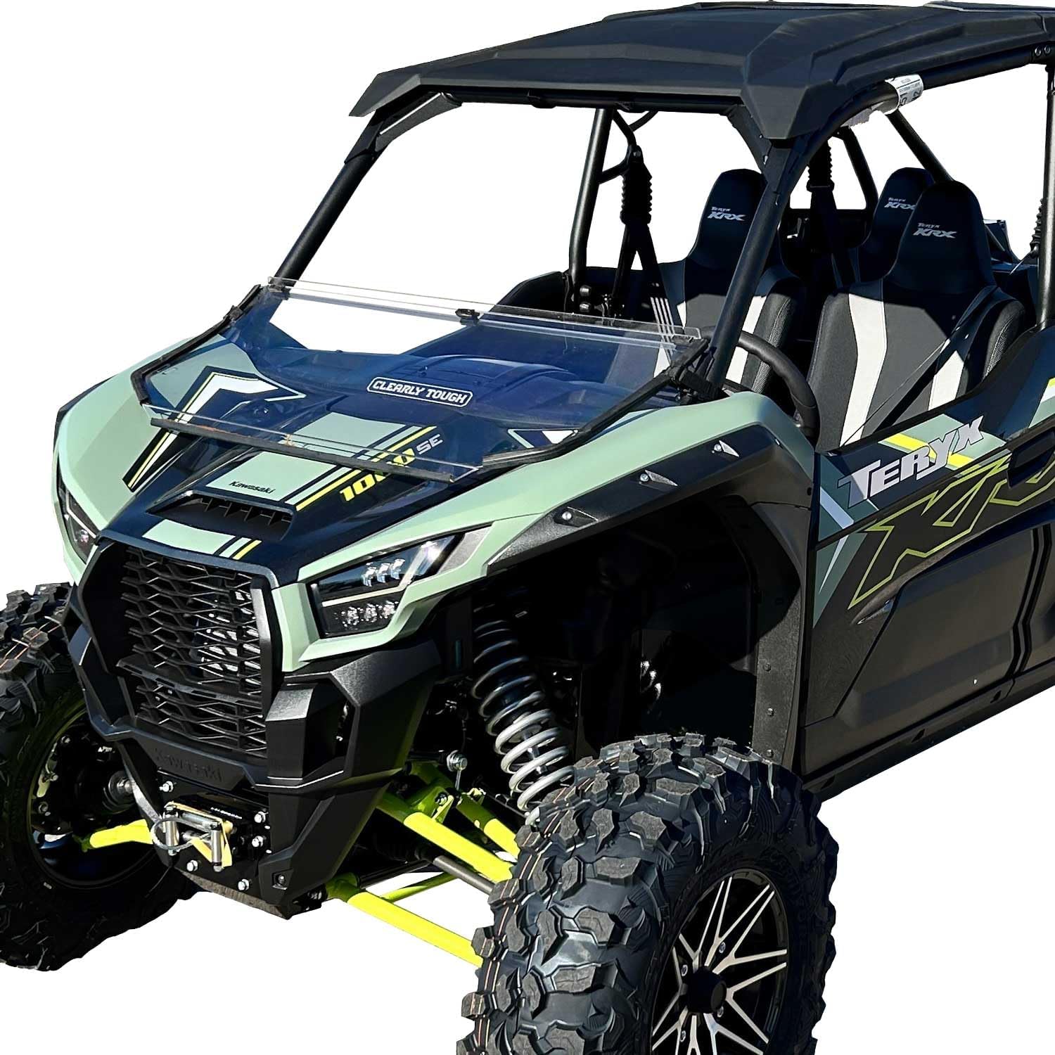 Kawasaki KRX 1000 Full Folding Windshield by Clearly Tough | SCRATCH RESISTANT | Full, Half or Off in minutes! | Premium Lexan MR10 w/ Hard Coat | Made in America!