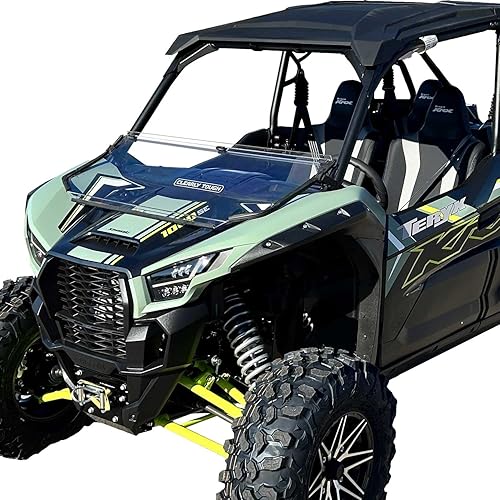 Miniatura 3 de Kawasaki KRX 1000 - Parabrisas plegable completo de Clearly Tough  Resistente a los arañazos  Completo, medio o apagado en minutos!  Lexan MR10