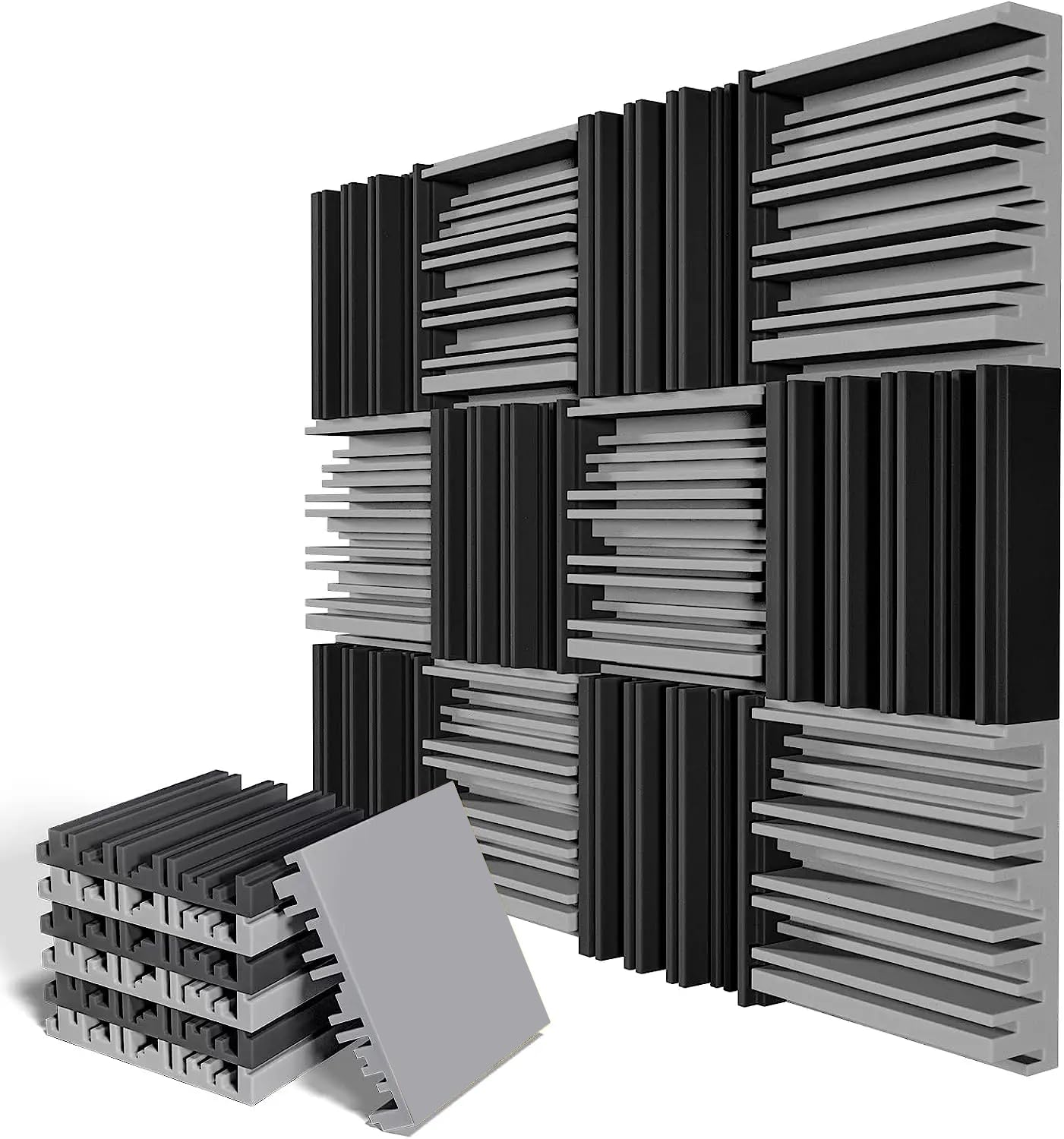 Snapklik.com : 12 Pack Pyramid Designed Acoustic Foam Panels, 12 X 12 X ...