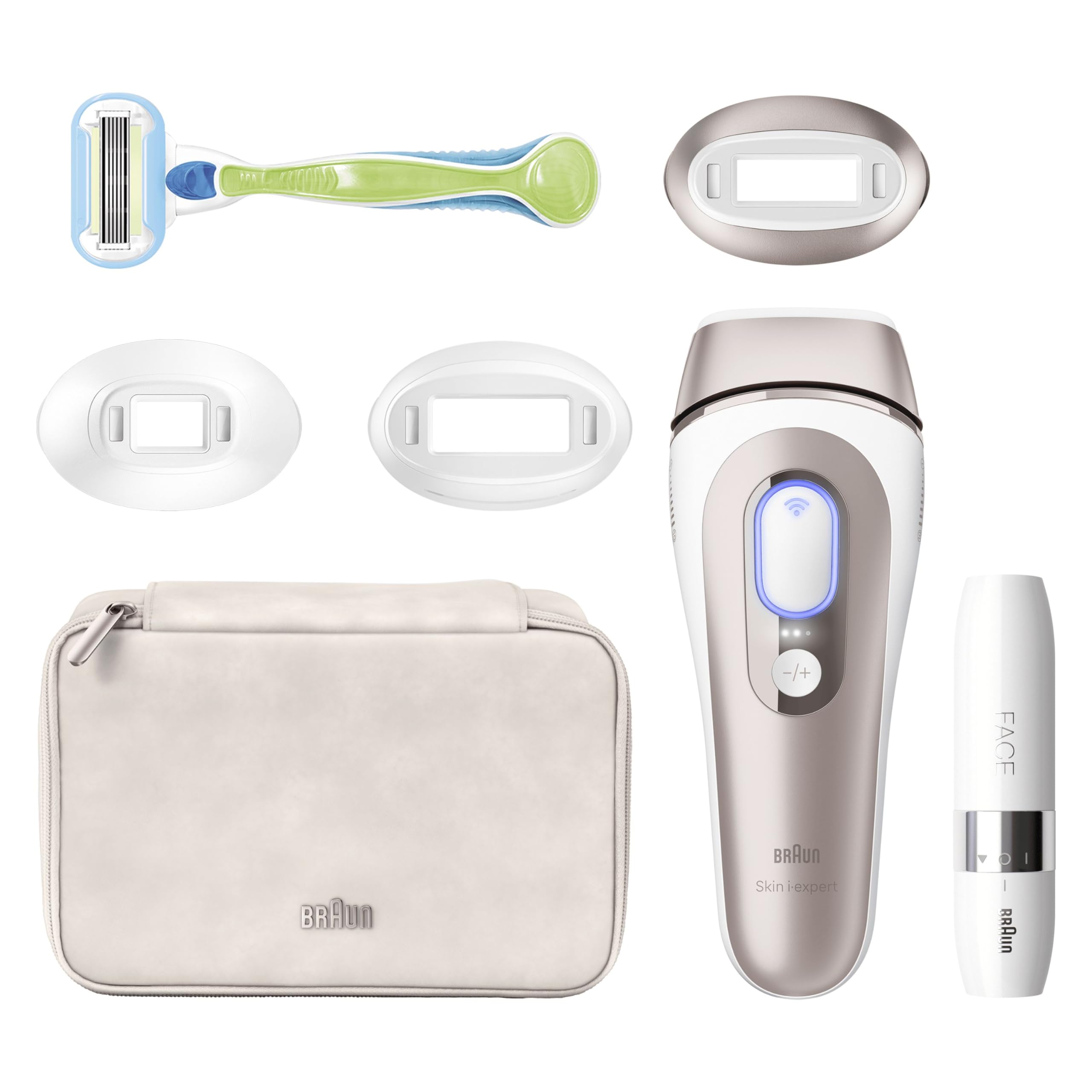 Braun Skin I·Expert Epilatore Luce Pulsata Smart, 3 Testine, PL7249 Bianco | Depilazione laser alternativa, depilazione permanente, con custodia, mini rasoio, rasoio Gillette Venus e 3 accessori