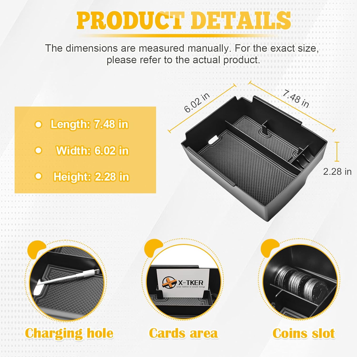 Center Console Organizer Insert Tray Compatible with Kia K4 2025 2026 Accessories - 2025-2026 K4 Armrest Storage Box Middle Console Organizer Custom-fit Coin Card Holder Dual-Layer Storage ABS