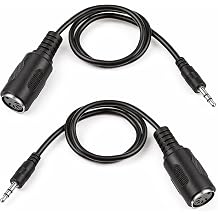 2 Pack of MIDI Female to TRS 3.5mm Male Breakout Cable 14 in | Type-A MIDI to 3.5mm Adapter for Keyboards Synths & DAWs TRS Stereo Male Jack to 5 Pin Din Plug Converter Cord Audio Cable