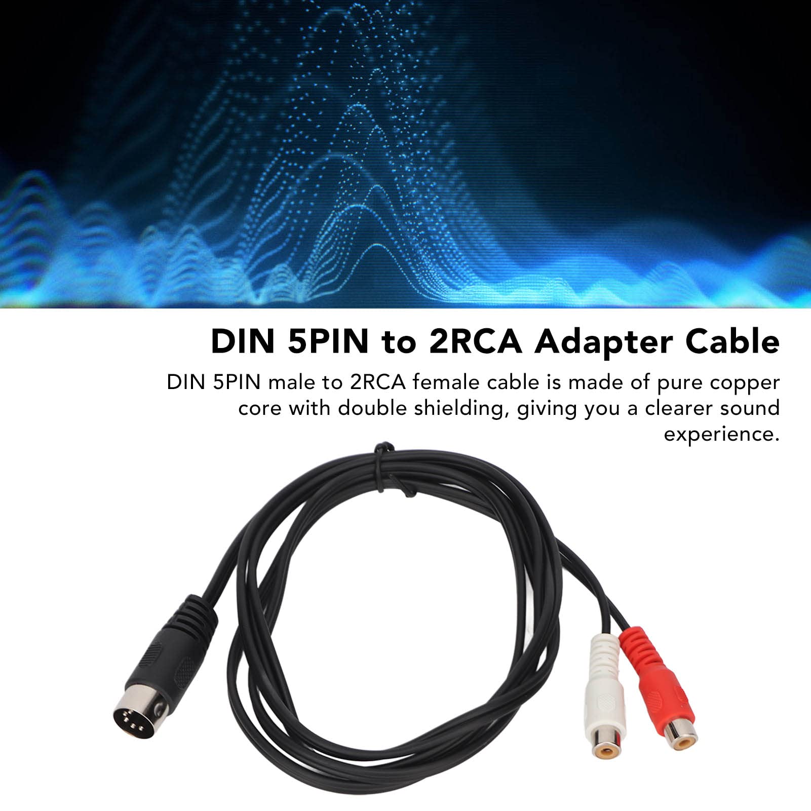 5 Pin Din Vrouwelijke Plug Naar 2 X Phono Mannelijke Stekkers Audiokabel, voor CD Speler, VCR, DVD, voor Phono, Etc