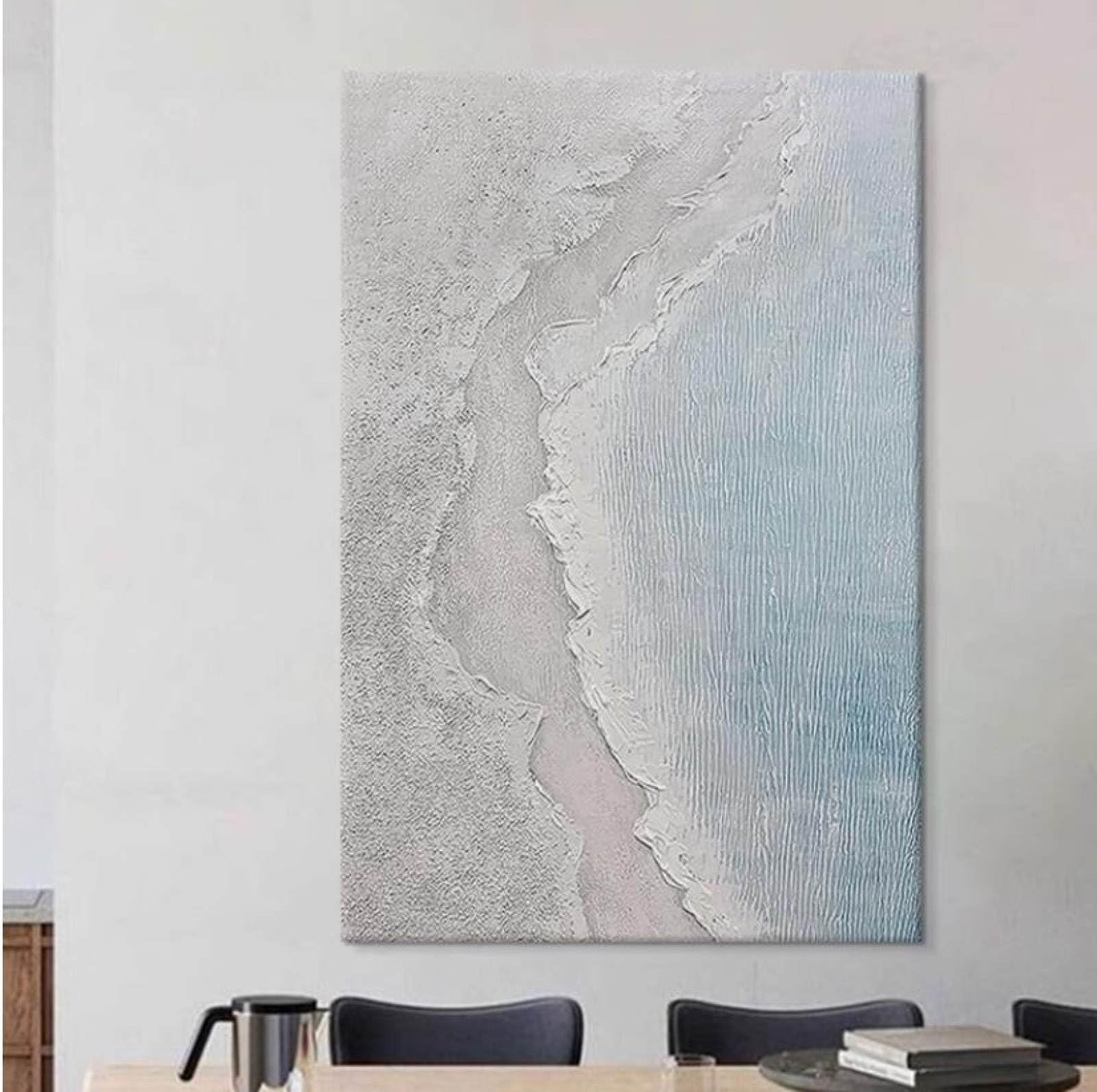 Peinture à l'huile vagues de mer abstraite sur grande toile pour salon