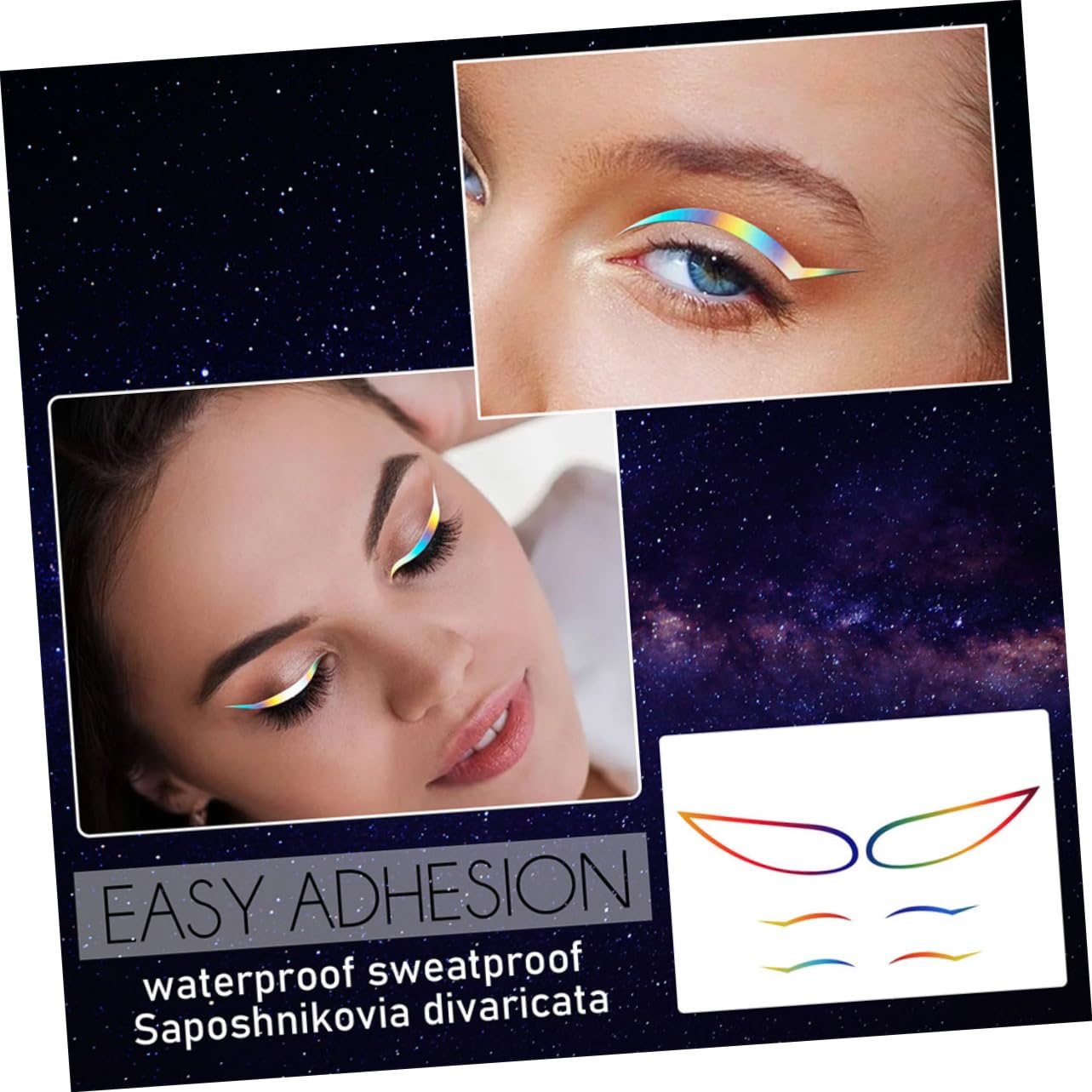 minkissy 20sets Adesivi Eyeliner Colorati Autoadesivi Per Makeup Professionale Leggeri e Portatili Per Eventi e Serate Speciali