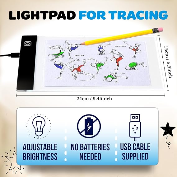 Molcey Flip Book Kit with LED Light Pad. Includes Flipbook Kit Starter Animation, 240 Sheets Blank Animation Paper and Instructions for Making Flip Books, LED Light Pad. for Kids 9-12 6-8