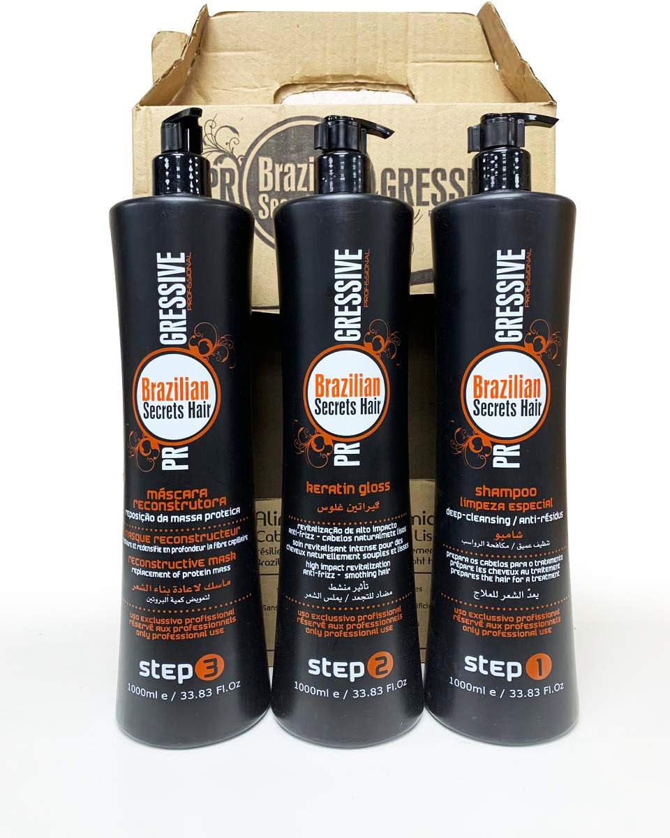 Progressive Kit, 100% Free Formaldehyde, Paraben, Salt & Ammonia, A Hair Straightening Kit Specially Formulated With Natural Ingredients 3x1000 ml