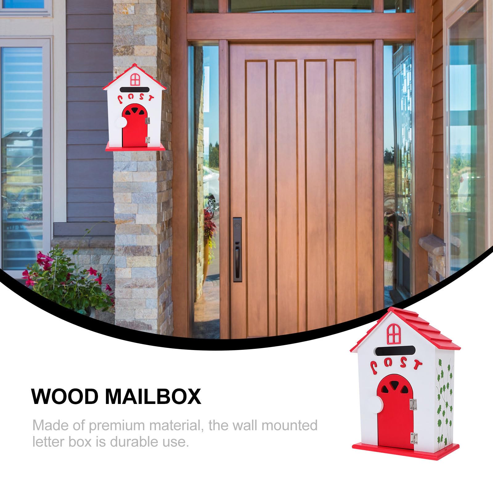Buzón Escolar de Madera Rojo Montado en Pared para Cartas