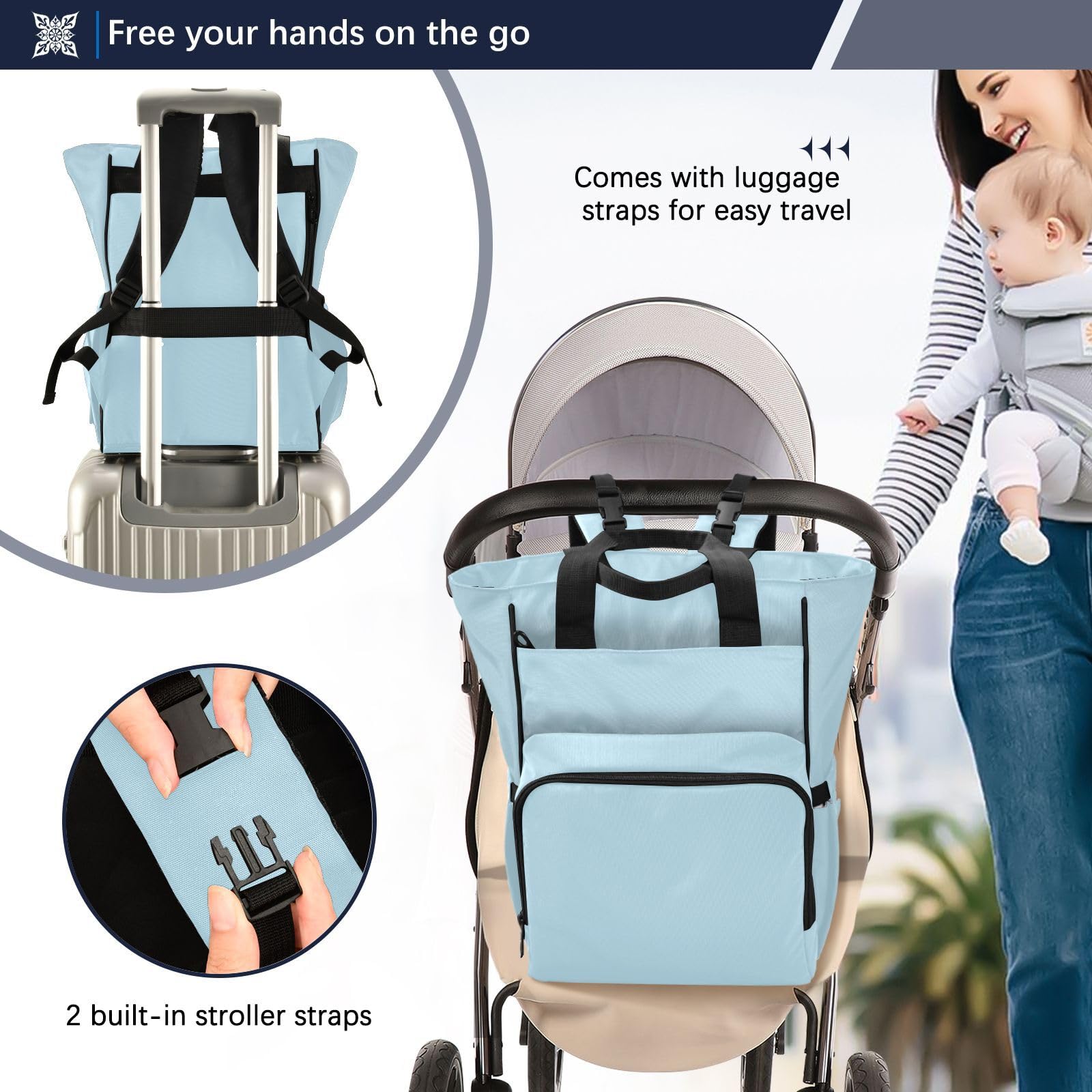 Torba na pieluchy dla niemowląt Essentials Misty Blue