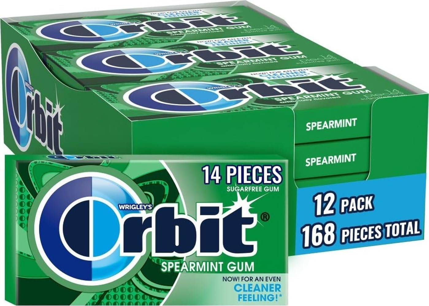 Orbit Sugarfree Gum Spearmint, 14-Piece Packs (Pack of 24)