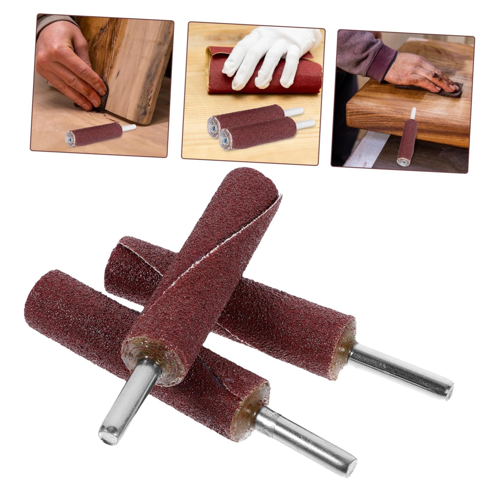 OSALADI 3pezzi Punte Smerigliatrice Cilindriche Manico 6mm in Ferro e Carta Abrasiva, Leggere e Pratiche per Progetti di Bricolage e Lavorazione del Legno