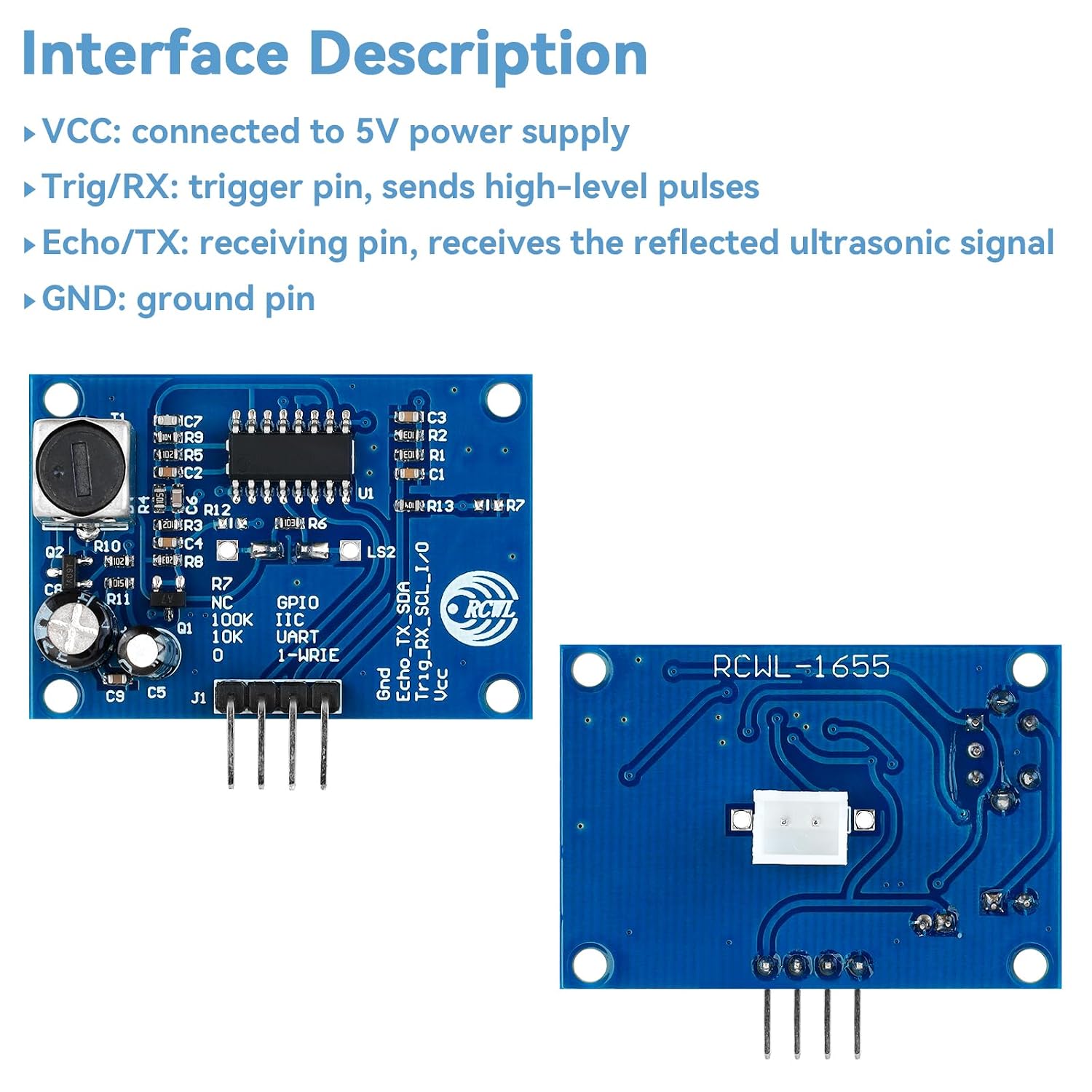 2 Pcs Ultrasonic Distance Sensor for Arduino High Precision Waterproof Low Power Consumption Integrated Ultrasonic Sensor Module for Distance Measurement Obstacle Avoidance Industrial Control HC-SR04T