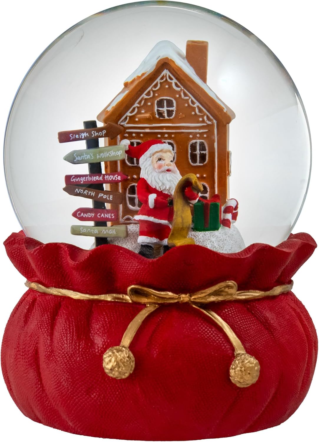Santa Checking His List Christmas Snow Globe by The San Francisco Music Box