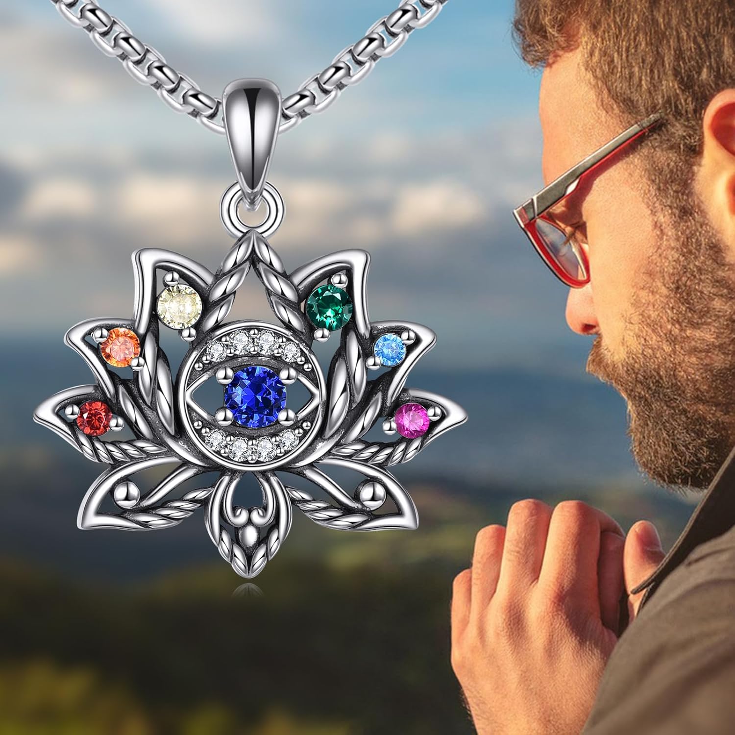 Sterling Silver Lotus/Sunflower/Tulip/Rose Necklace Flower Pendant Spiritual Protection Jewelry Gifts for Women Men - Image 6